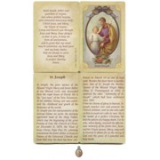 St.Joseph Prayer Card with Small Medal cm.8.5x 5.5 - 3 1/4"x 2 1/4" 