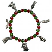  Christmas Charm Bracelet with Red and Green Beads