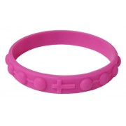 Bracelet chapelet en silicone élastique dans la couleur rose