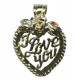 Heart with Rose I LOVE YOU Pendent
