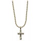 Wooden Look Cross Pendent Gold Plated with Chain and Box