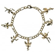 Gold Plated 7 Cupid Charm Bracelet with Gift Box