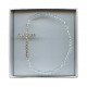 Silver Plated Cross with Clear Crystals Bracelet with Gift Box