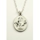 Communion Silver Oxidated Enameled Medal + Chain