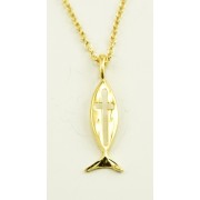 Confirmation Gold Plated Fish Pendent + Chain