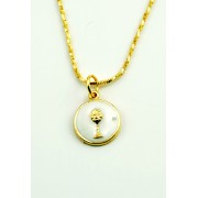 Communion Gold Plated Enamelled Medal with Chain