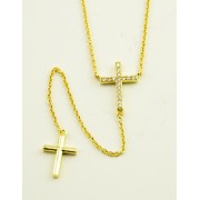 Gold Plated Cross Pendants + Chain