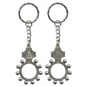 St.Christopher and Ora Pro Nobis (Pray for Us) Basco Rosary Ring Keychain