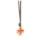 Olive Wood Cross with Engraved Red