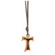 Olive Wood Tau Cross with Relief Brown