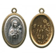 St.Therese / Pray for Us Two Toned Oval Medal