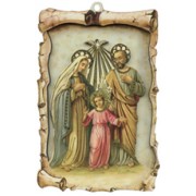 Holy Family Raised Scroll Plaque cm.10x15 - 4"x6"