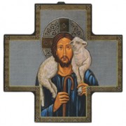 Good Shepherd Wood Crucifix cm.15x15 - 6"x6"