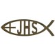 Adhesive Small Cross JHS Fish Faith Symbol Gold cm.14.5 x 4.5- 5 3/4"x 2 3/4"