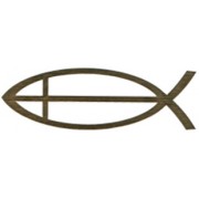 Adhesive Large Cross Fish Faith Symbol Gold cm.14.5 x 4.5- 5 3/4"x 2 3/4"