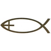 Adhesive Small Cross Fish Faith Symbol Gold cm.14.5 x 4.5- 5 3/4"x 2 3/4"