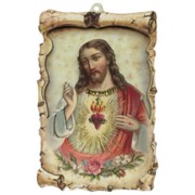 Sacred Heart of Jesus Raised Scroll Plaque cm.10x15 - 4"x6"