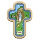 Cruz del dibujo animado de Lourdes con marco de madera cm.10x14.5 - 4 "x 5 3/4"