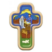 Nativity Cross with Wood Frame cm.10x14.5 - 4"x5 3/4"