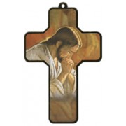 Jesus Praying Wood Laminated Cross cm.13x9 - 5"x 31/2"