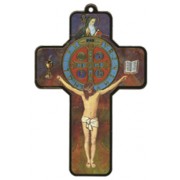 St.Benedict Wood Laminated Cross cm.13x9 - 5"x 31/2"
