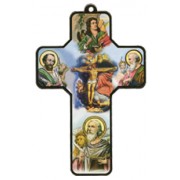 Crucifixion (4 Evangelist) Wood Laminated Cross cm.13x9 - 5"x 31/2"