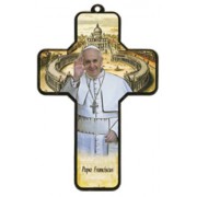 Pope Francis Wood Laminated Cross cm.13x9 - 5"x 31/2"