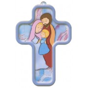 Ste. Famille/ Holy Family Sign of the Cross French Wood Laminated Cross cm.13x9 - 5"x 31/2"