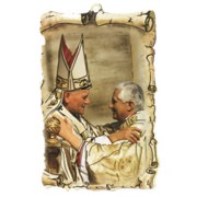Pope John Paul II / Pope Benedict Scroll Plaque cm.10x15 - 4"x6"