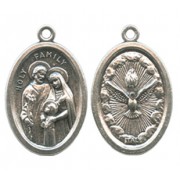 Holy Family/ Holy Spirit Oval Oxidized Medal mm.22 - 7/8"