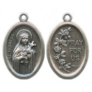 St.Therese Oval Oxidized Medal mm.22 - 7/8"