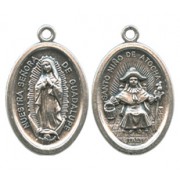 Guadalupe/ Nino De Atocha Oval Oxidized Medal mm.22 - 7/8"