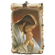 Jesus Praying Scroll Plaque cm.10x15 - 4"x6"