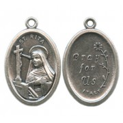 St.Rita Oval Oxidized Medal mm.22 - 7/8"
