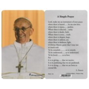 Pope Francis/ Simple Prayer English PVC Prayer Card cm.5x8.5 - 2"x3 1/2" 