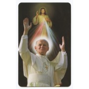 Pope John Paul II/ Divine Mercy PVC Holy Card cm.5x8.5 - 2"x3 1/2"