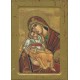 Icono de madera placa de la madre y el niño con depresión cm.10x15 - 4 "x6"