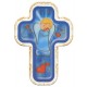 Cruz azul lacado con ángel de la guarda corazones cm.10x14 - 4 "x 5 1/2"