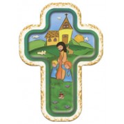 Jesus with Children Laquered Cross cm.10x14 - 4"x5 1/2"