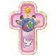 Croix laqué de rose avec des enfants du monde cm.10x14 - 4 "x5 1/2"