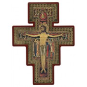 Saint Damian Cross Laquered Red cm.14x19 - 5 1/2"x 7 1/2"