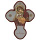 Croix de bois massif avec la mère et de l'enfant en rouge / or  cm.20x27 - 8 "x10 1/2"