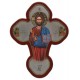 Croix en bois massif avec Pantocrator en rouge / or cm.12x16 - 5 "x 6 1/4"