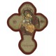 Croix de bois massif avec la mère et de l'enfant en rouge / or cm.12x16 - 5 "x 6 1/4"