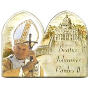 Pope John Paul II Plaque and Stand cm.9x12 - 3 1/2" x 4 3/4"