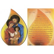 Icon Holy Family Tear Drop Shaped Plaque and Stand English cm.9x13 - 3 3/4"x5"
