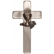 Immitation Mother of Pearl Crucifix with Silver Plated Chalice cm.10 - 4"