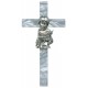 Cruz blanca para niño de comunion con corpus peltre bañado en plata cm.18.5 - 7 1/2"