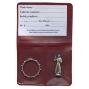 Pouch with Divine Mercy Pocket Statue mm.25 - 1" and Rosary Ring mm.25- 1"