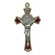St.Benedict Cross Gold Plated with Red Enamel cm.5 - 2"